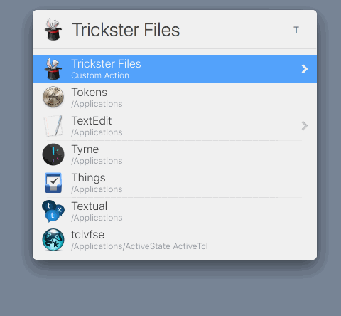 Trickster Launchbar All files